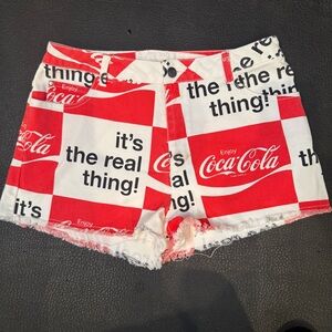 Coca Cola Red and White Jean Shorts